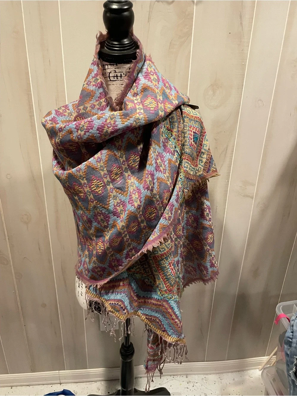 Cute Anthropologie wool blend NWT oversized chevron woven wrap scarf
